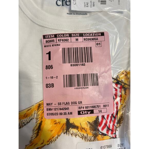 NWT J. Crew Boys' White W/Patriotic Flag 4th of July Dog Graphic Tee - Picture 4 of 10